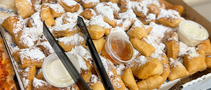 Nick's famous fried dough, made famous by Nick's Place, offering the best catering in New Hampshire.